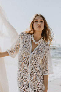 Maggie Crochet Midi Dress - Cream