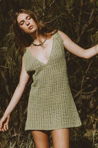 Maggie Crochet Mini Dress - Khaki