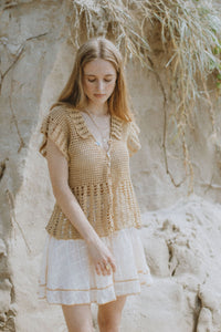 Elke Crochet Blouse - Wheat