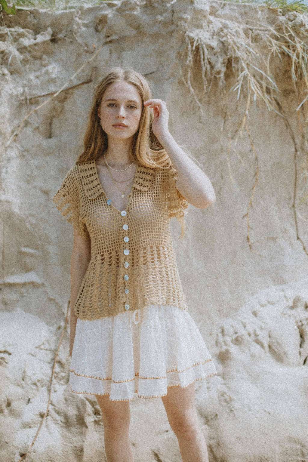 Elke Crochet Blouse - Wheat