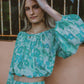 Lou Lou Cropped Blouse - Sapphire