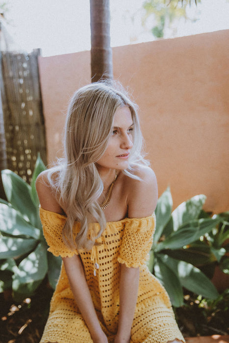 Maggie Crochet Mini Dress - Sunflower