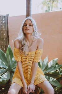 Maggie Crochet Mini Dress - Sunflower